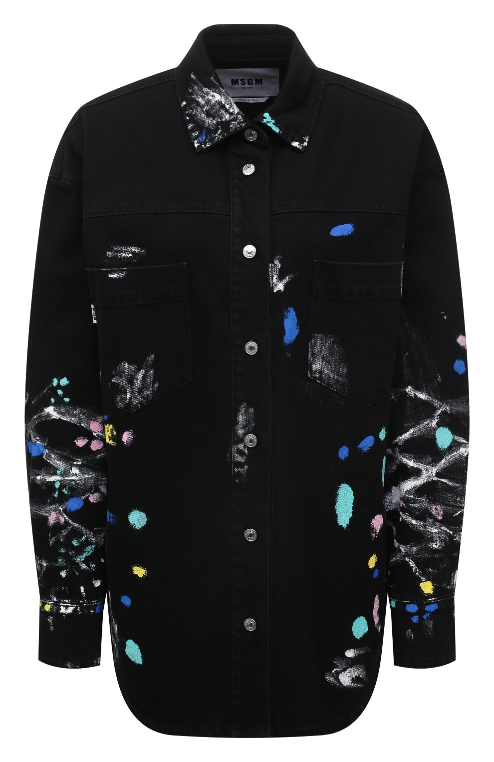 Джинсовая рубашка MSGM черного цвета по цене 53800 руб., арт. 3241MDH45T 227270, фото 1 Джинсовая рубашка MSGM, арт. 3241MDH45T 227270, фото 1