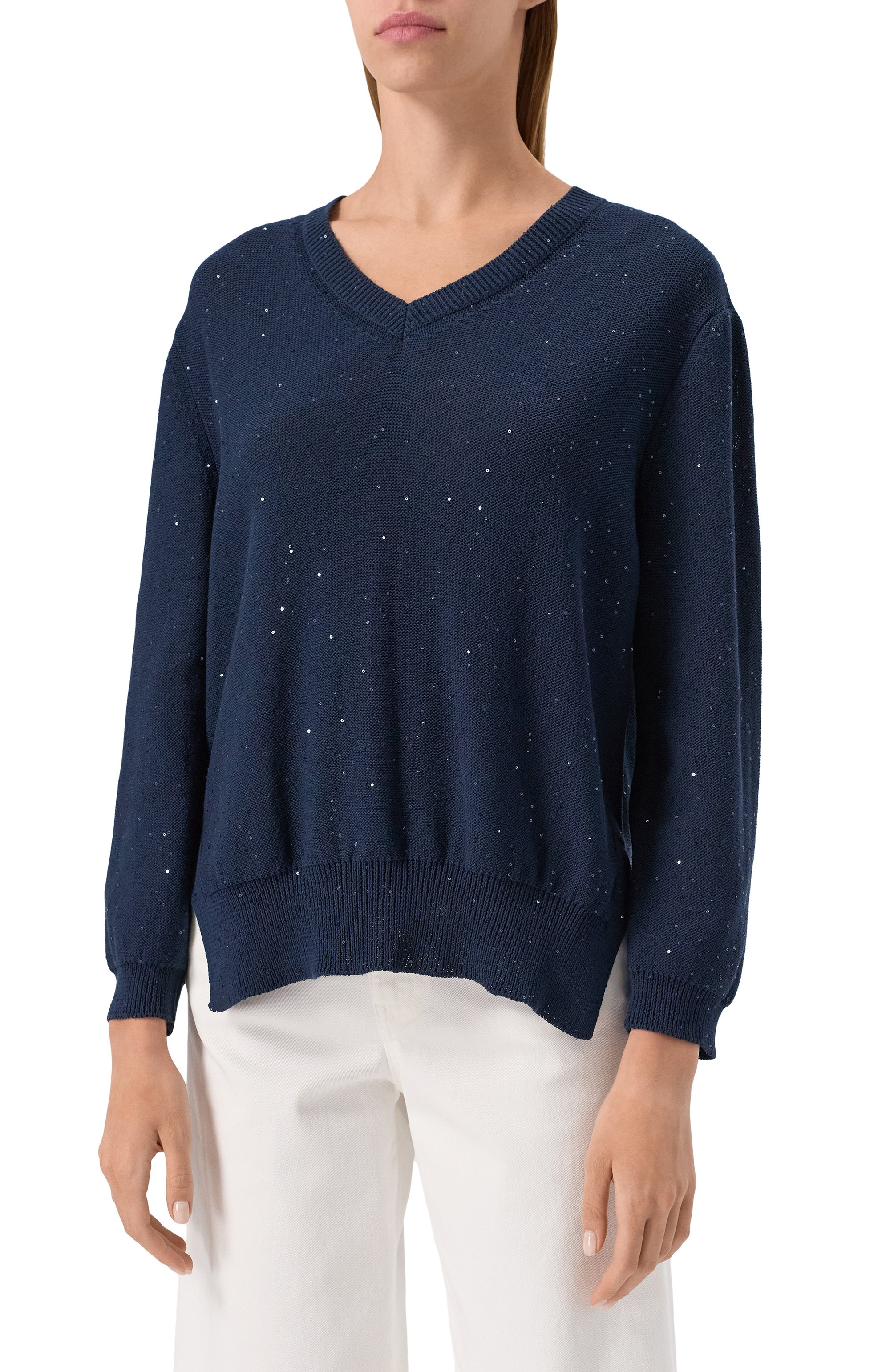 Хлопковый пуловер LORENA ANTONIAZZI, арт. P25124VM33A/3049, фото 3