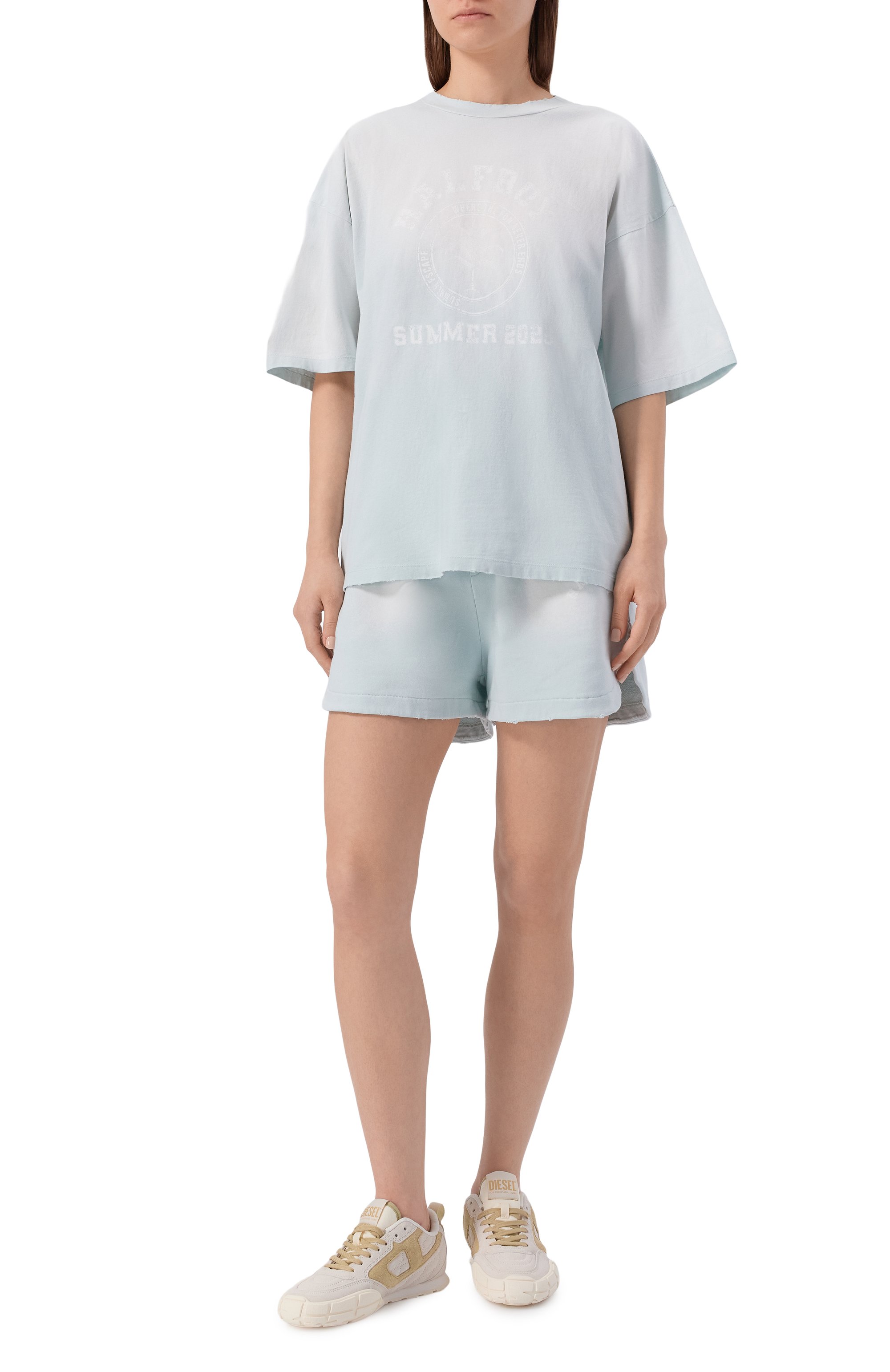 Хлопковая футболка HALFBOY голубого цвета по цене 27050 руб., арт. HS261WT028 JS003/VINTAGE TEE, фото 2 Хлопковая футболка HALFBOY, арт. HS261WT028 JS003/VINTAGE TEE, фото 2