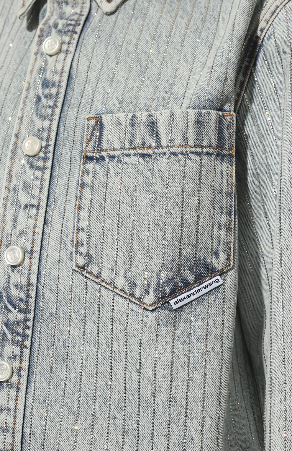Джинсовая рубашка ALEXANDER WANG голубого цвета по цене 148500 руб., арт. 1WC2222101, фото 5 Джинсовая рубашка ALEXANDER WANG, арт. 1WC2222101, фото 5