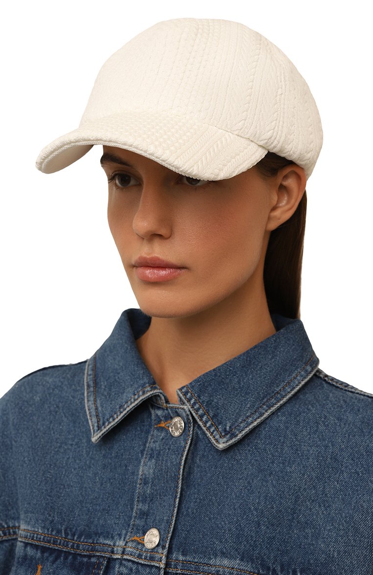 Женская бейсболка JACQUEMUS молочного цвета, арт. 24E/245AC649 | Фото 2 (Материал: Вискоза, Синтетический материал, Текстиль; Нос: Не проставлено)