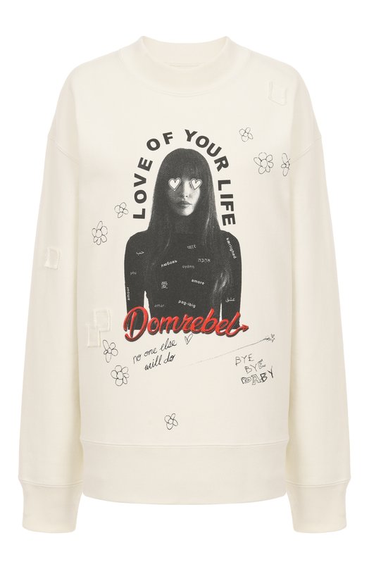 Хлопковый свитшот DOMREBEL Y0UR L0VE SWEATSHIRT Кремовый Y0UR L0VE SWEATSHIRT