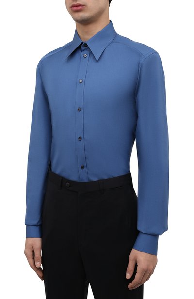 Хлопковая сорочка DOLCE & GABBANA синего цвета по цене 39050 руб., арт. G5IX8T/FU5TI, фото 3 Хлопковая сорочка DOLCE & GABBANA, арт. G5IX8T/FU5TI, фото 3