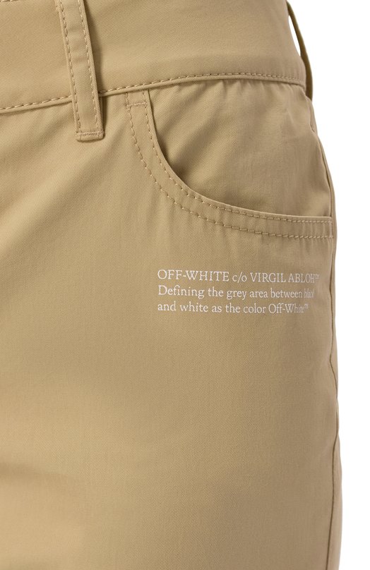 Хлопковые брюки Off-White 0WCA18FS25FAB0026100 Бежевый  0WCA18FS25FAB0026100 Фото 5