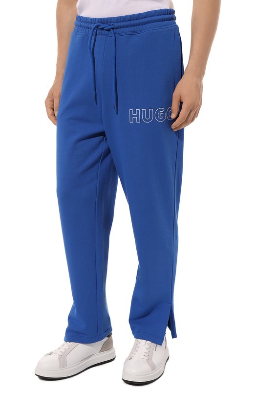 Хлопковые брюки HUGO Blue Синий, фото 3