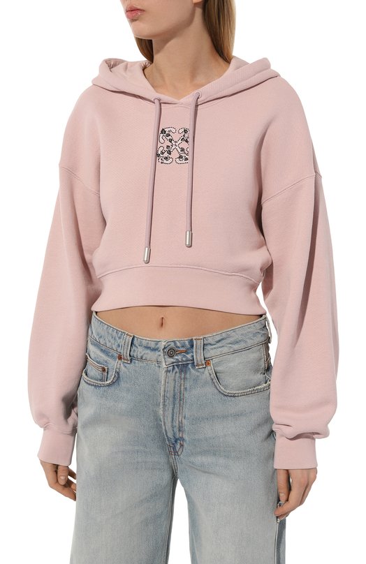 Хлопковое худи Off-White 0WBB056S24FLE003 Розовый  0WBB056S24FLE003 Фото 3