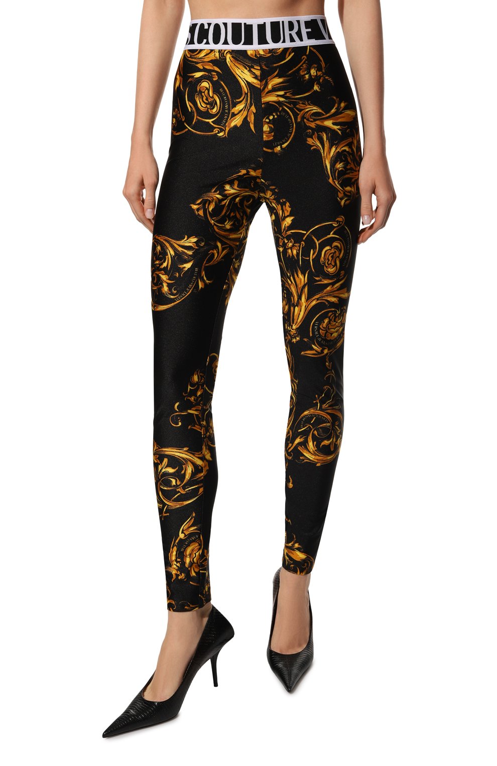 Легинсы VERSACE JEANS COUTURE, арт. 72HAC101-72DP101 LYCRA PRINT GARLAND BLACK/G0LD/JS, фото 3