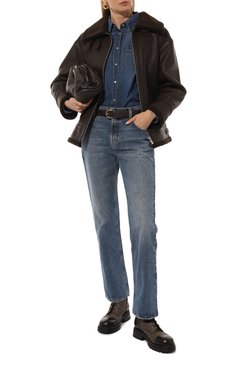 Женские комбинированные ботинки romy BALMAIN коричневого цвета, арт. BN0TC961/TVPB | Фото 2 (Драгоценные камни: Проставлено; Материал внешний: Натуральная кожа; Материал сплава: Проставлено; Подошва: Платформа; Каблук высота: Низкий; Материал внутренний: Натуральная кожа; Материал утеплителя: Без утеплителя; Женское Кросс-КТ: Военные ботинки)
