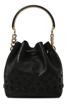 Женская сумка bon bon small JIMMY CHOO черного цвета, арт. B0N B0N BUCKET/S/A0R | Фото 6 (Материал: Натуральная кожа; Размер: small; Материал сплава: Проставлено; Ремень/цепочка: На ремешке; Драгоценные камни: Проставлено)