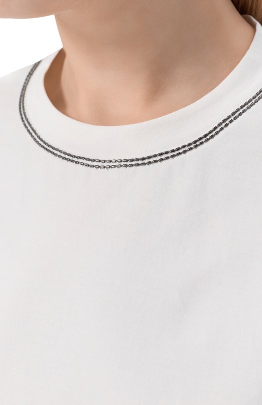 Хлопковая футболка Brunello Cucinelli M0T81BZ100 Белый  M0T81BZ100 Фото 5