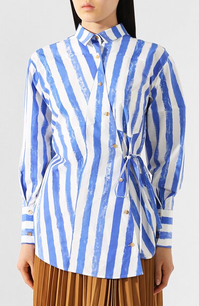 Хлопковая рубашка REJINA PYO голубого цвета по цене 41300 руб., арт. C263/C0TT0N STRIPE PRINT, фото 3 Хлопковая рубашка REJINA PYO, арт. C263/C0TT0N STRIPE PRINT, фото 3