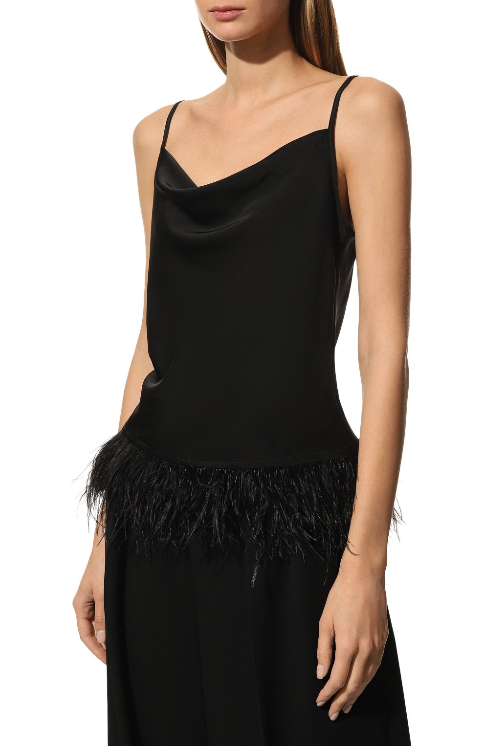 Топ с отделкой перьями SEVEN LAB черного цвета по цене 15750 руб., арт. TKF black, фото 3 Топ с отделкой перьями SEVEN LAB, арт. TKF black, фото 3