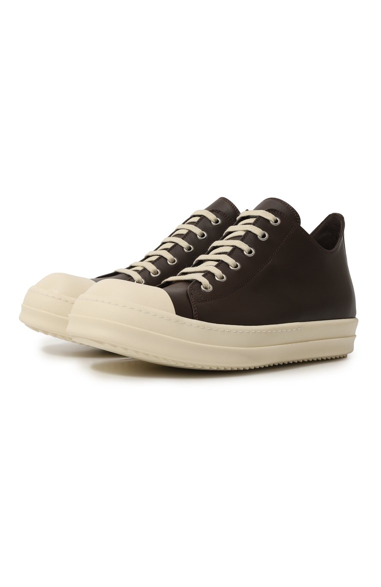 Мужские кожаные кеды luxor low RICK OWENS коричневого цвета, арт. RU02C7891/LCG | Фото 1 (Материал внутренний: Натуральная кожа; Подошва: Массивная; Стили: Гранж; Материал утеплителя: Без утеплителя; Материал внешний: Натуральная кожа; Кросс-КТ: Низкие)