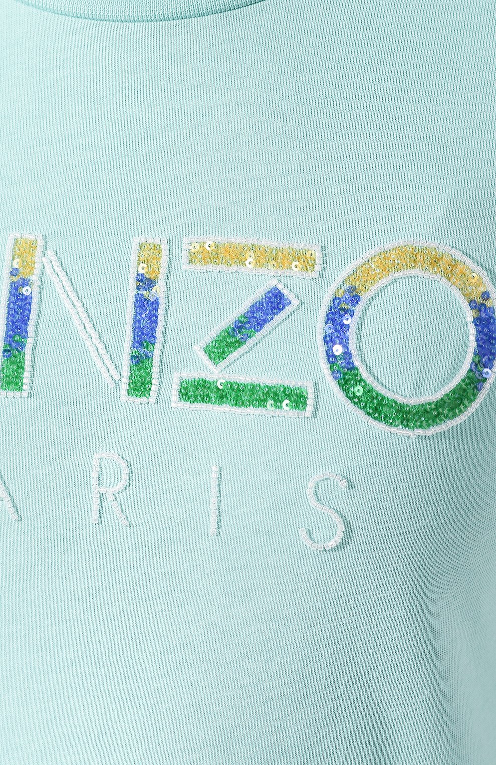 Хлопковая футболка KENZO бирюзового цвета по цене 21150 руб., арт. FA52TS821936, фото 5 Хлопковая футболка KENZO, арт. FA52TS821936, фото 5