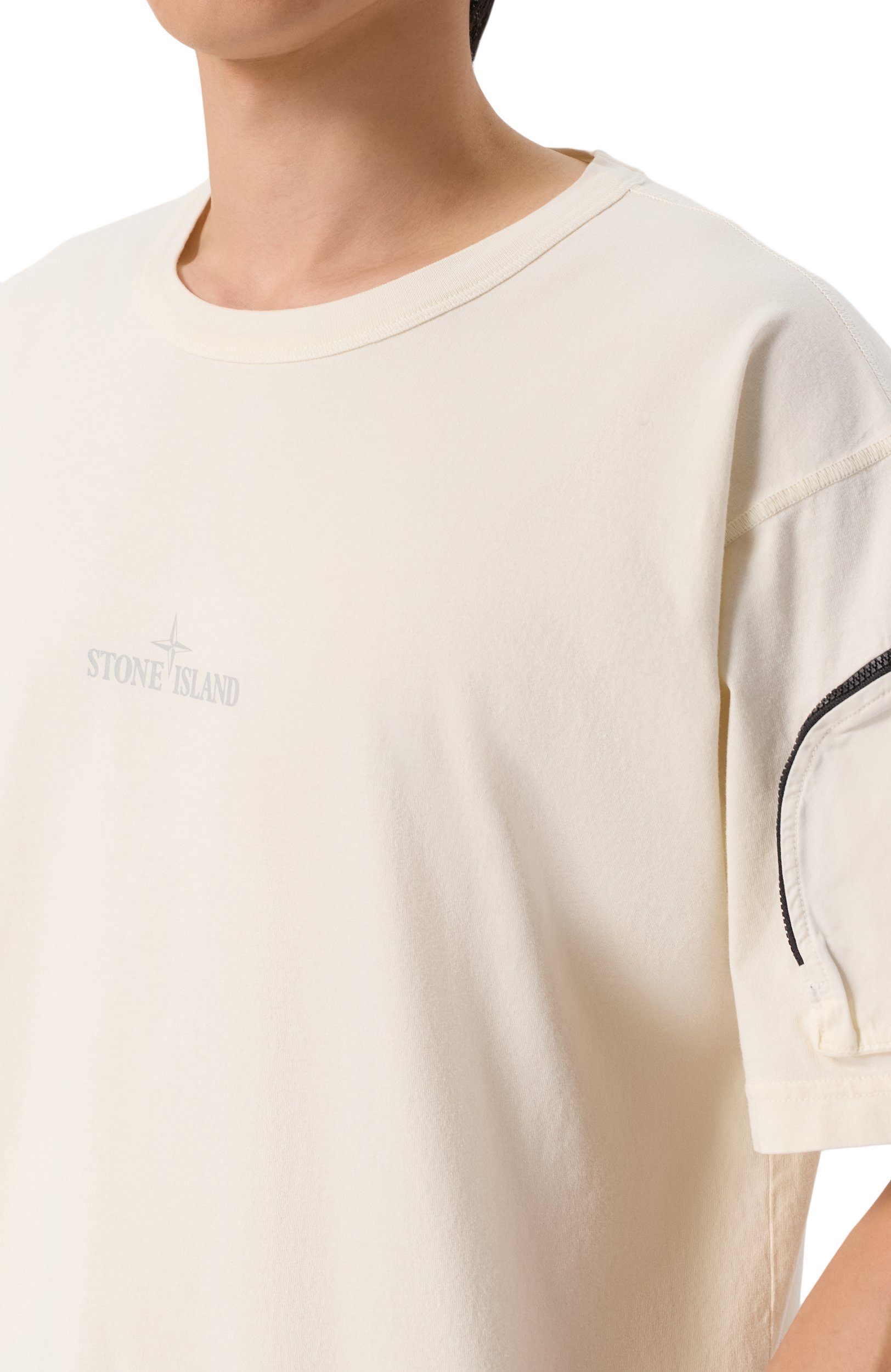 Хлопковая футболка STONE ISLAND кремового цвета по цене 26300 руб., арт. K1S152100004/S0115, фото 5 Хлопковая футболка STONE ISLAND, арт. K1S152100004/S0115, фото 5