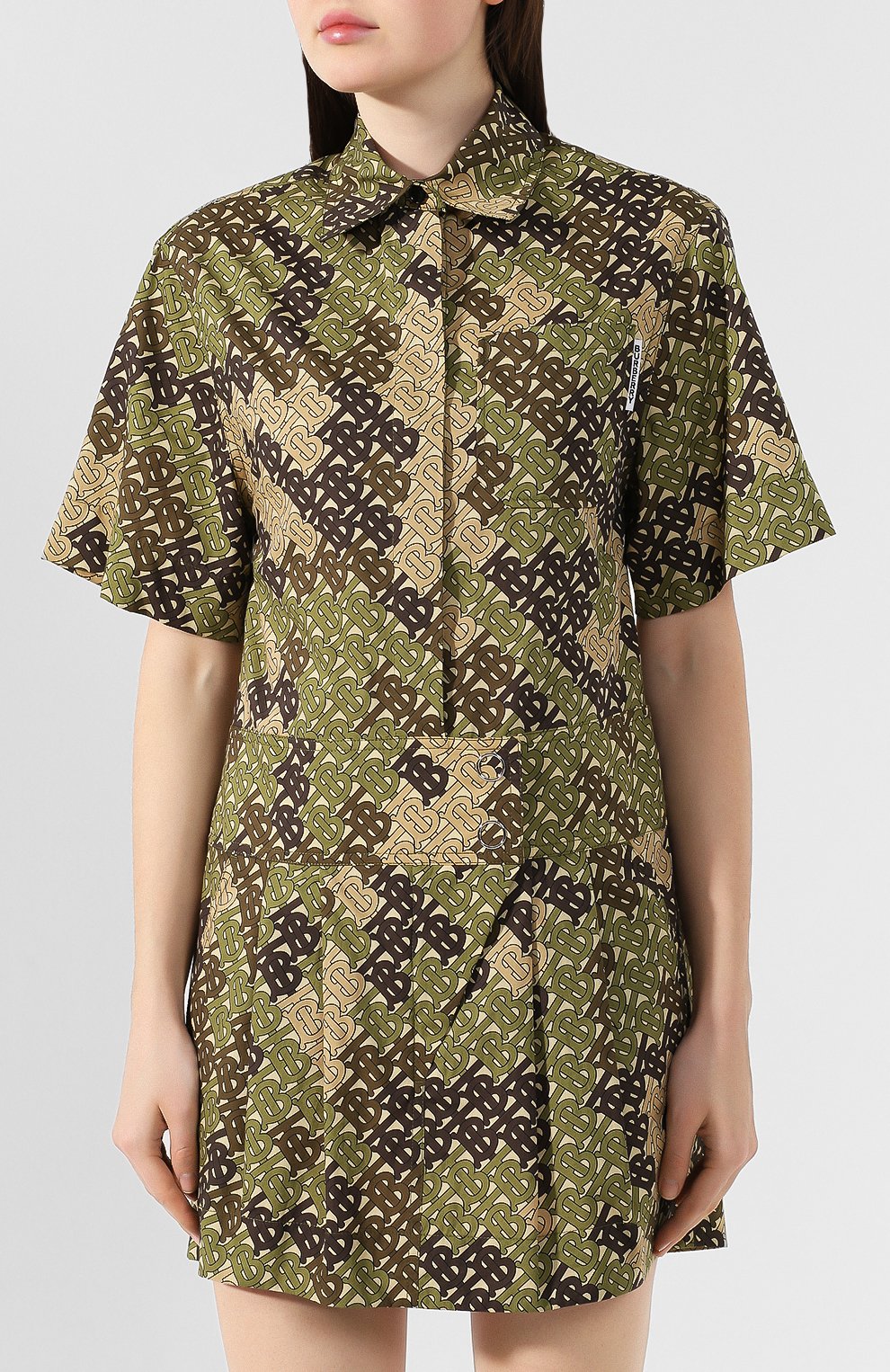 Хлопковое платье BURBERRY хаки цвета по цене 96550 руб., арт. 8014192, фото 3 Хлопковое платье BURBERRY, арт. 8014192, фото 3