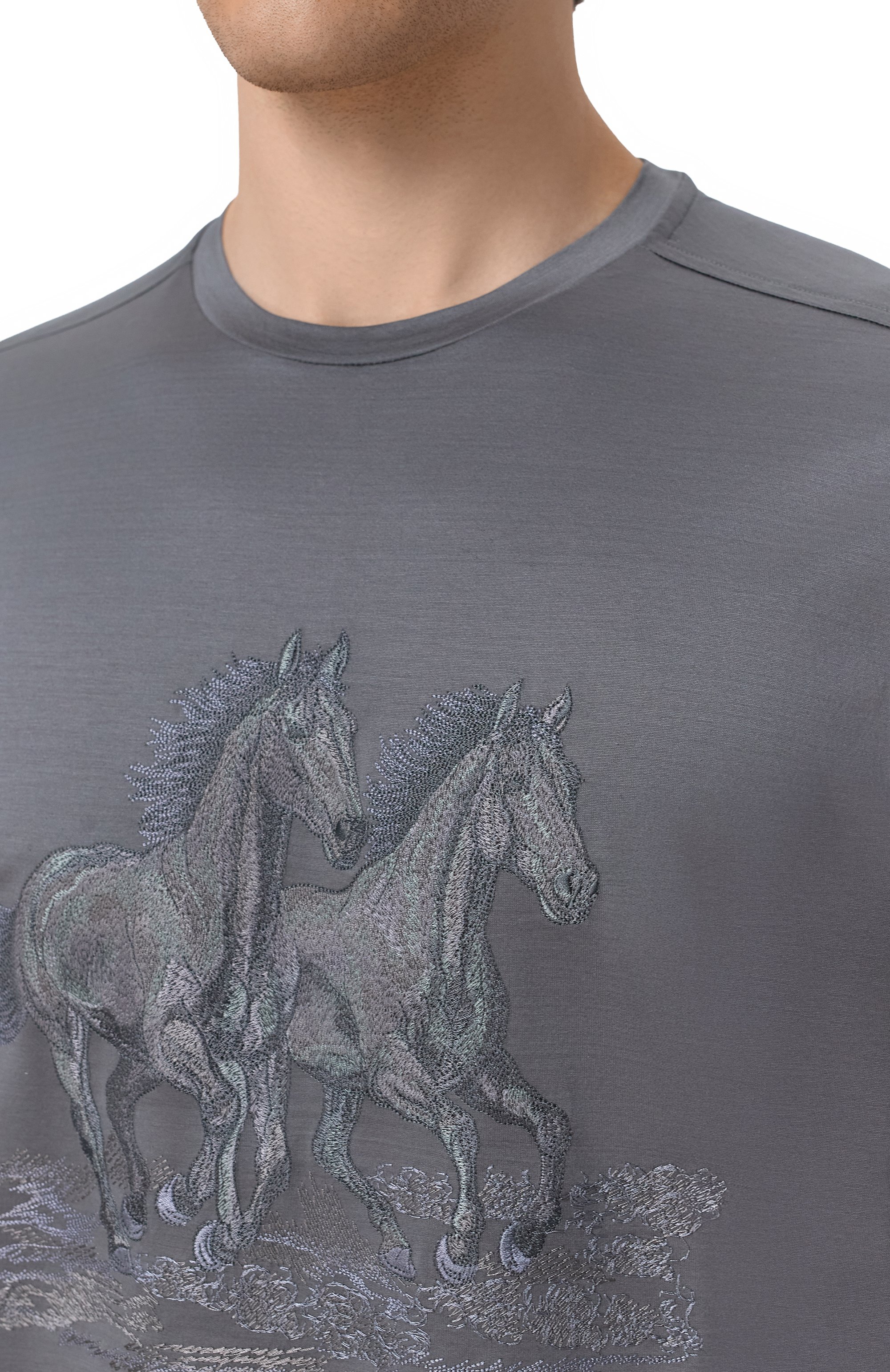 Хлопковая футболка STEFANO RICCI серого цвета по цене 103000 руб., арт. MNH6205360/TE0001, фото 5 Хлопковая футболка STEFANO RICCI, арт. MNH6205360/TE0001, фото 5