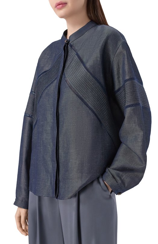 Куртка из лиоцелла и льна Giorgio Armani GW003065/AF26110 Синий  GW003065/AF26110 Фото 3