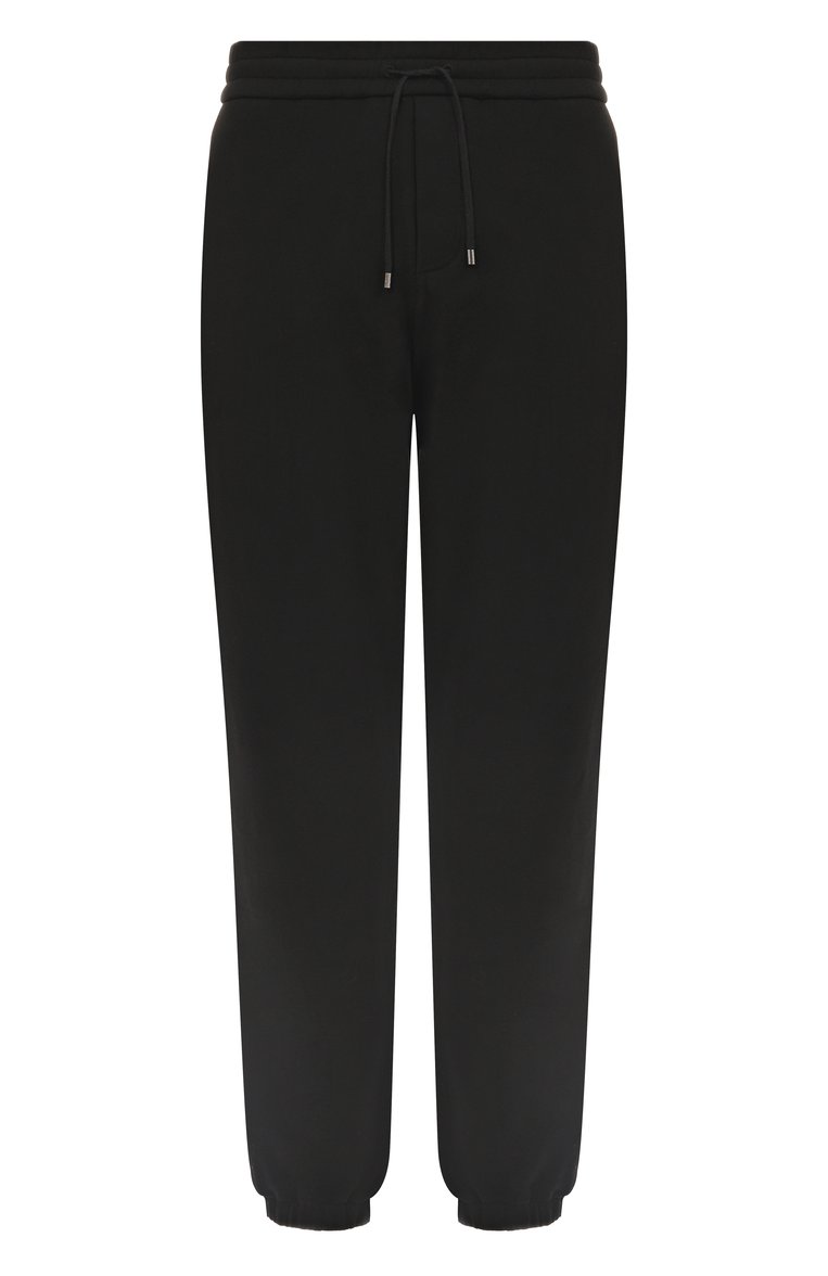 Мужские хлопковые джоггеры SAINT LAURENT черного цвета, арт. 813788/Y36SW | Фото 1 (Материал внешний: Хлопок; Длина (брюки, джинсы): Стандартные; Стили: Кэжуэл; Силуэт М (брюки): Джоггеры; Автоматизация ТО: Проставлено; Автоматизация состава: Проставлено)
