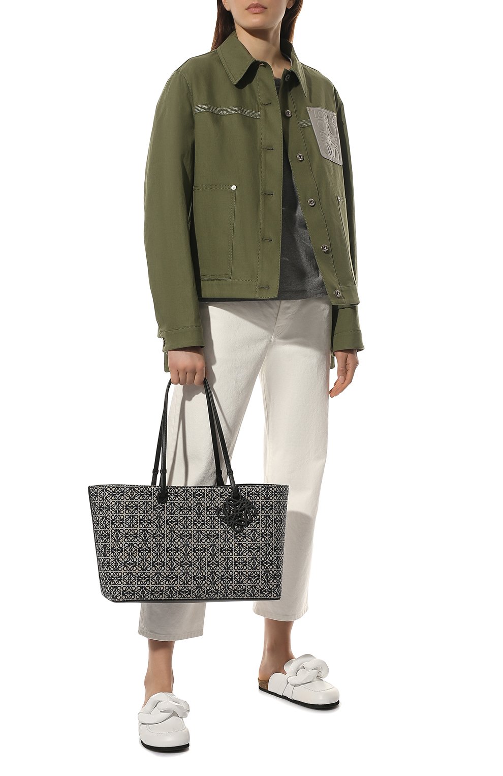 Сумка-тоут east west LOEWE черно-белого цвета по цене 220000 руб., арт. A933C30X01, фото 3 Сумка-тоут east west LOEWE, арт. A933C30X01, фото 3