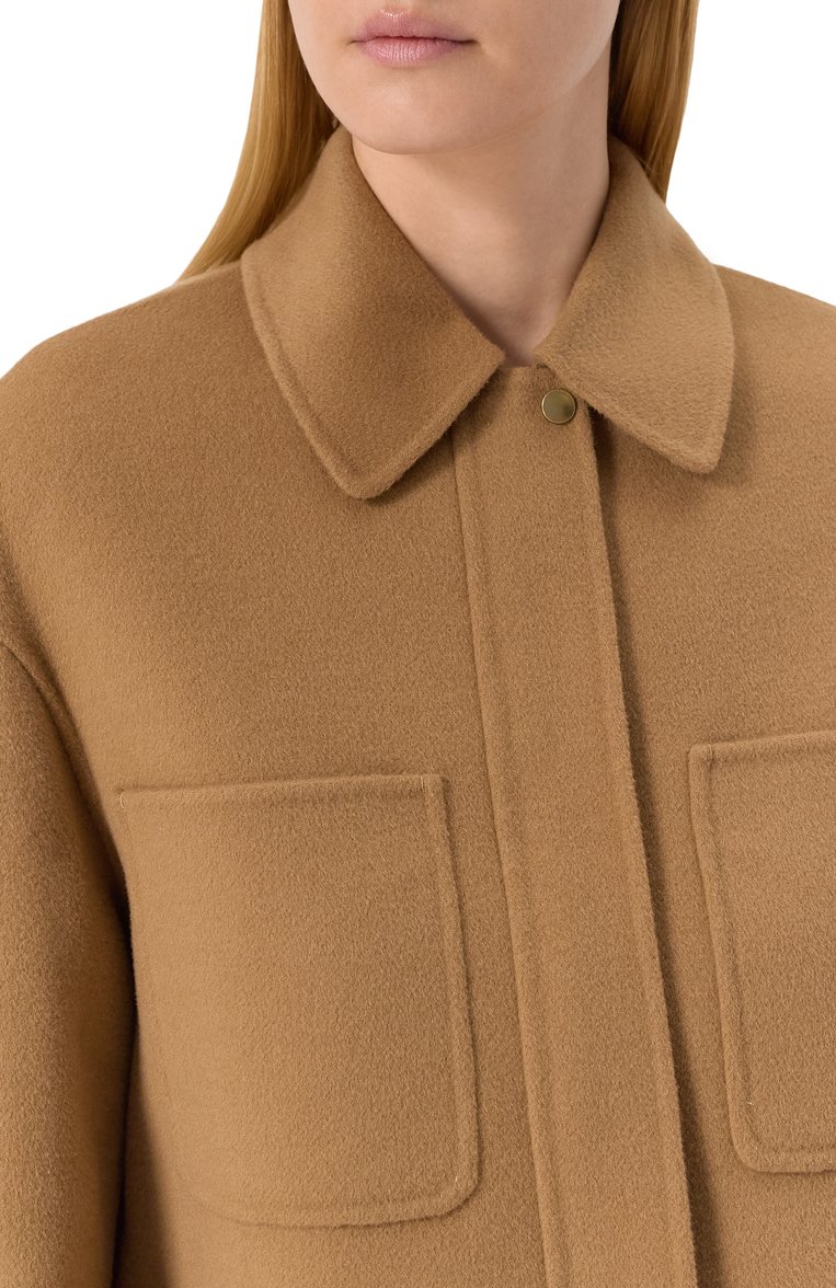 Женская шерстяная куртка MAX MARA STUDIO бежевого цвета, арт. MADIS0N | Фото 5 (Автоматизация состава: Проставлено; Автоматизация ТО: Проставлено; Длина (верхняя одежда): Короткие; Рукава: Длинные; Материал внешний: Шерсть; Кросс-КТ: Легкие, Куртка; Стили: Классический)