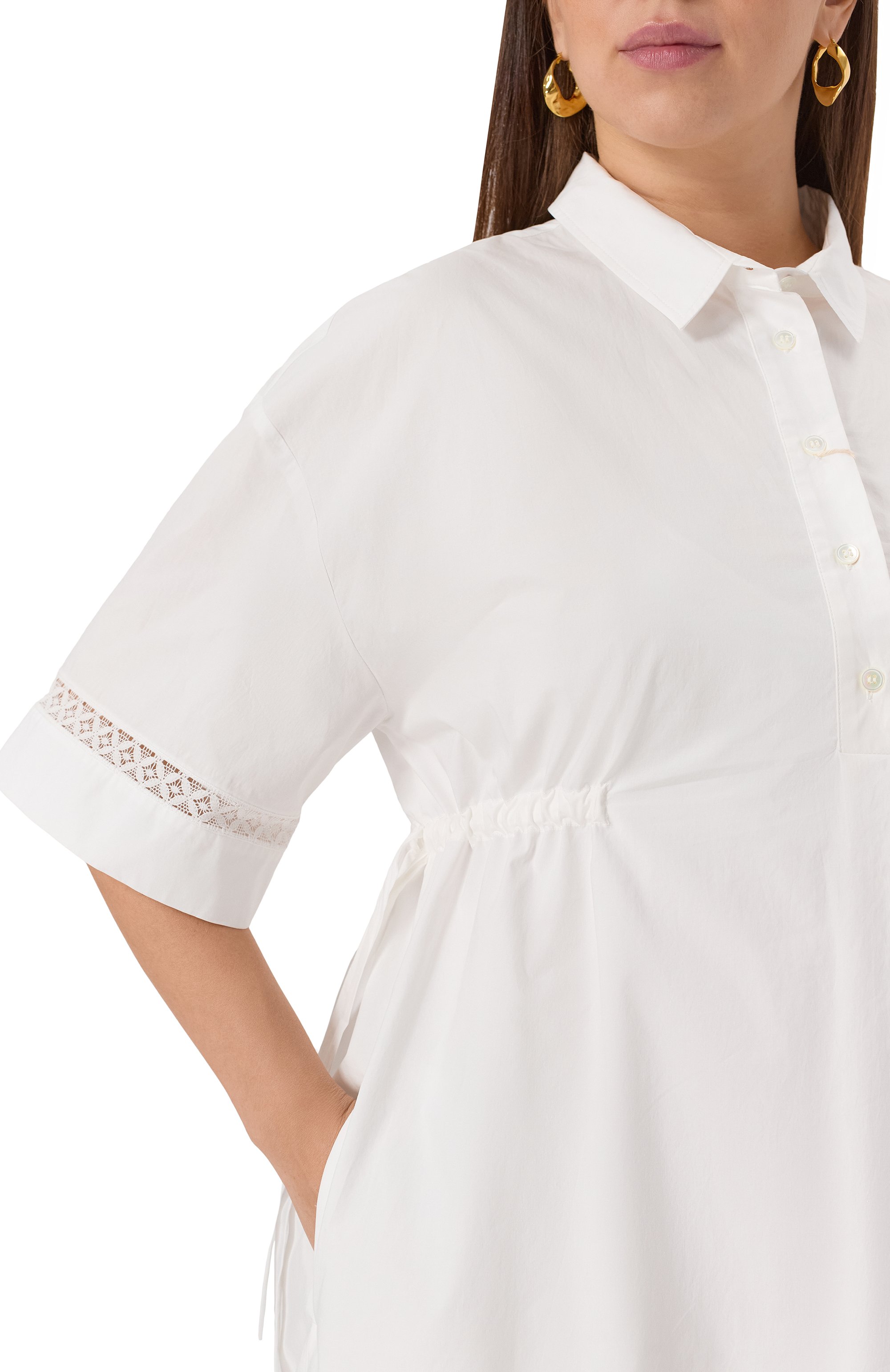 Хлопковое платье MARINA RINALDI VOYAGE белого цвета по цене 59900 руб., арт. STIRIA, фото 5 Хлопковое платье MARINA RINALDI VOYAGE, арт. STIRIA, фото 5