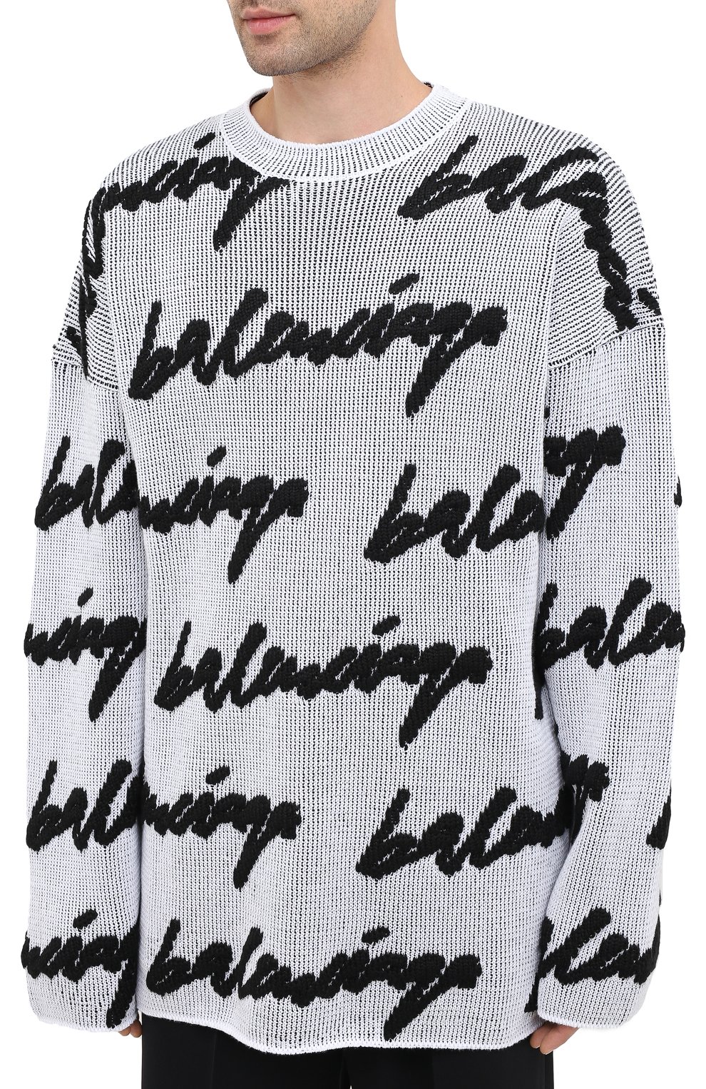 Свитер из хлопка и шерсти BALENCIAGA черно-белого цвета по цене 89950 руб., арт. 625985/T3180, фото 3 Свитер из хлопка и шерсти BALENCIAGA, арт. 625985/T3180, фото 3