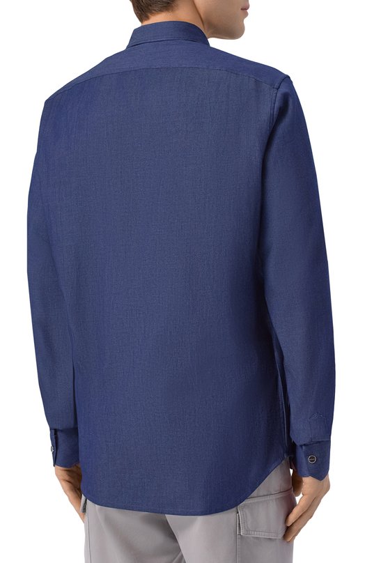 Хлопковая рубашка Kiton UMCBUBAH09696 Синий  UMCBUBAH09696 Фото 4