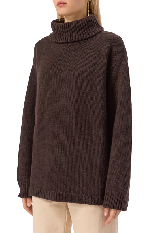 Свитер из шерсти и кашемира Elie Saab T0230NF25/W0007 Коричневый  T0230NF25/W0007 Фото 3
