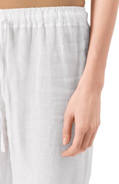 Женские льняные брюки 120% LINO белого цвета, арт. 32ALIW2145/0000115 | Фото 5 (Материал сплава: Проставлено; Материал внешний: Лен; Длина (брюки, джинсы): Стандартные; Драгоценные камни: Проставлено; Стили: Кэжуэл; Силуэт Ж (брюки и джинсы): Прямые; Женское Кросс-КТ: Брюки-одежда)