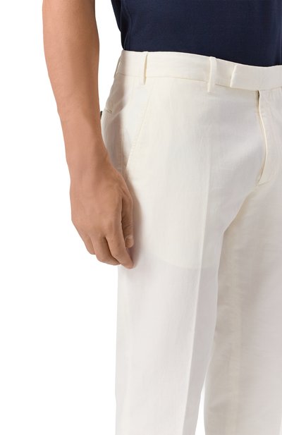 Брюки из хлопка и льна ZEGNA белого цвета по цене 89950 руб., арт. TR10/UBI37A5, фото 5 Брюки из хлопка и льна ZEGNA, арт. TR10/UBI37A5, фото 5