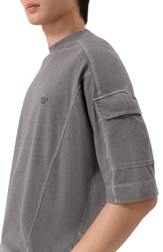 Хлопковая футболка Emporio Armani EM004910/AF13715 Серый  EM004910/AF13715 Фото 5