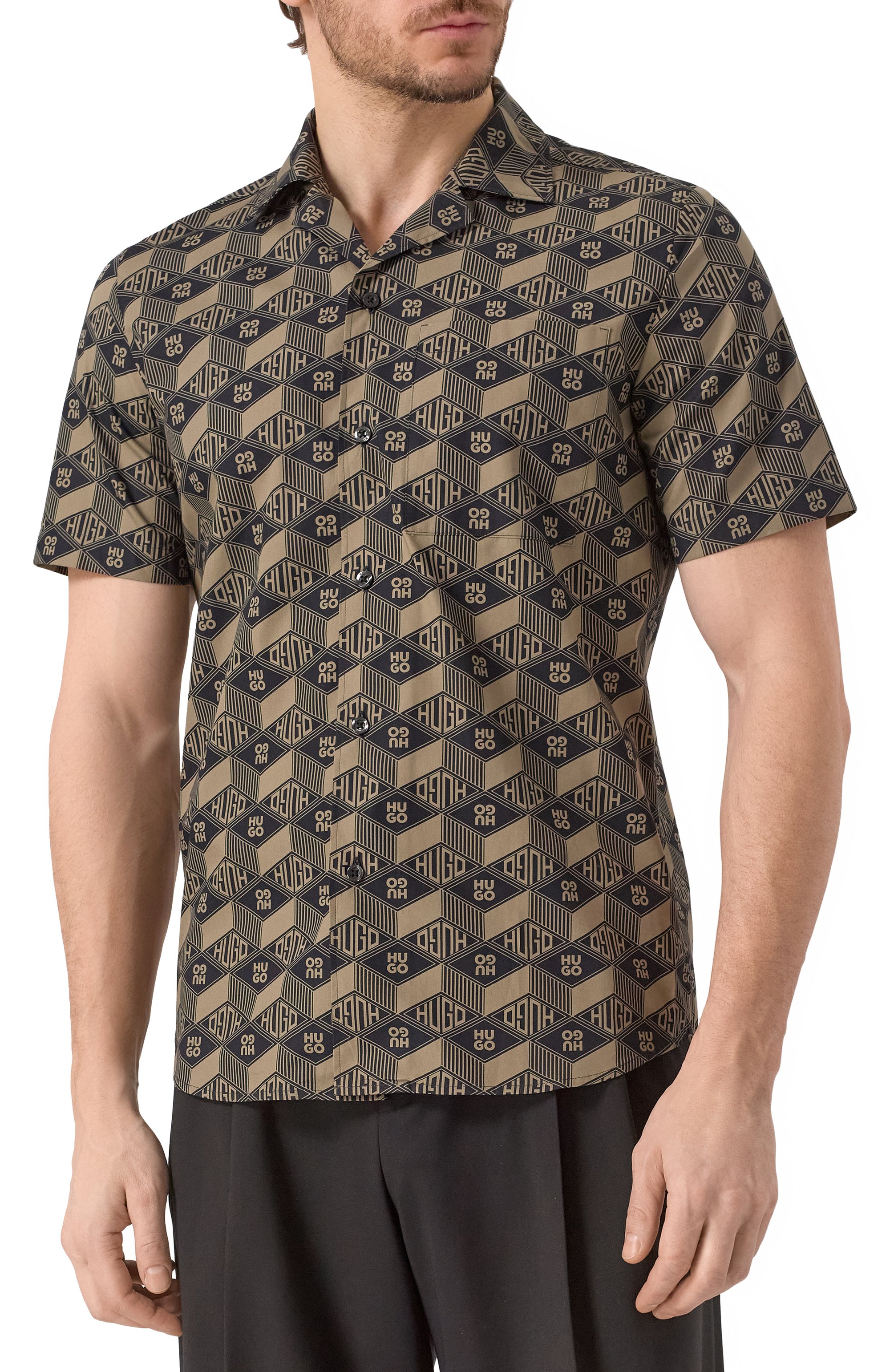 Хлопковая рубашка HUGO коричневого цвета по цене 13450 руб., арт. 50539705, фото 3 Хлопковая рубашка HUGO, арт. 50539705, фото 3