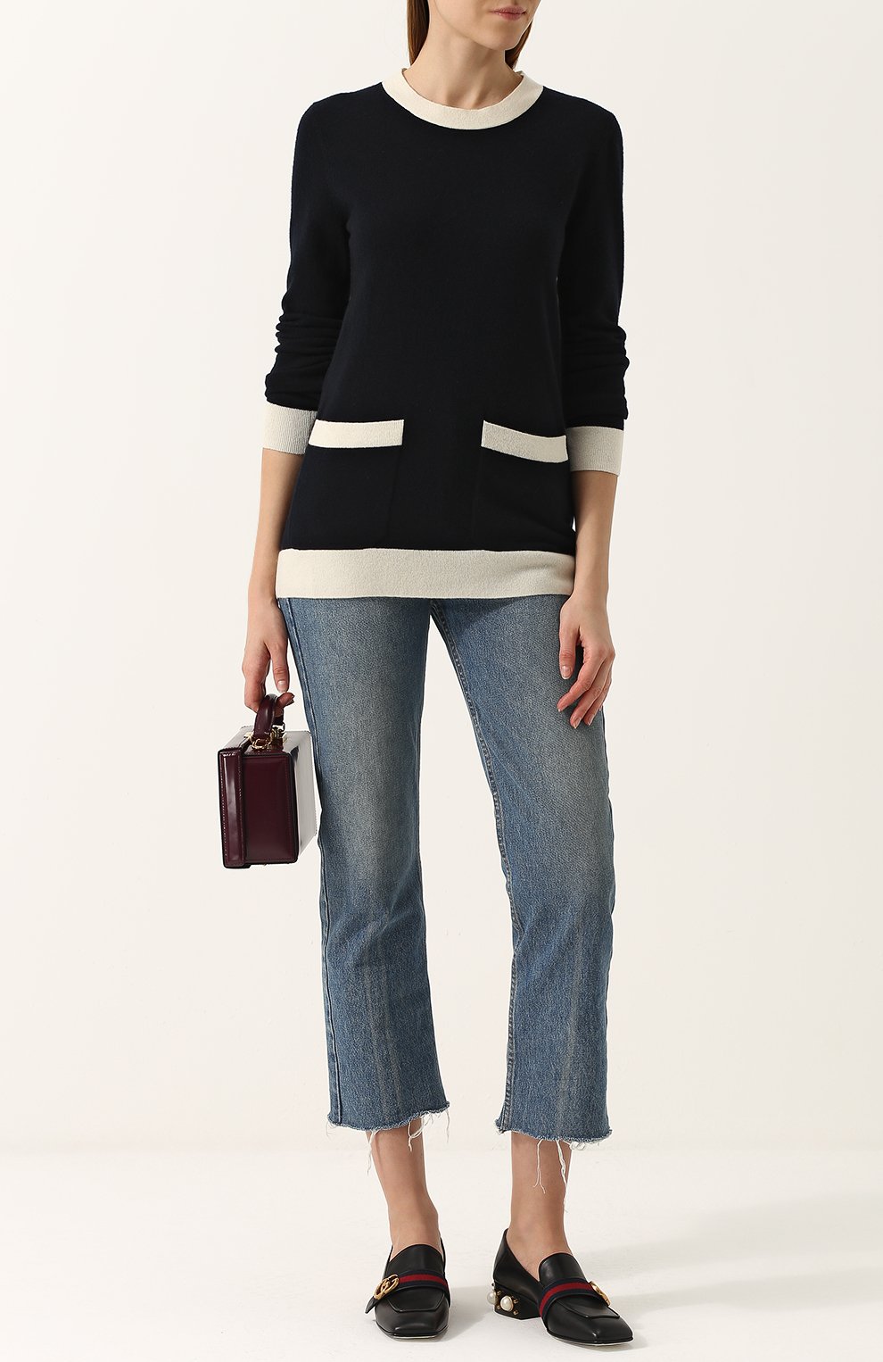 Приталенный пуловер из смеси шерсти и кашемира GUCCI, арт. 494066/X9G07, фото 2