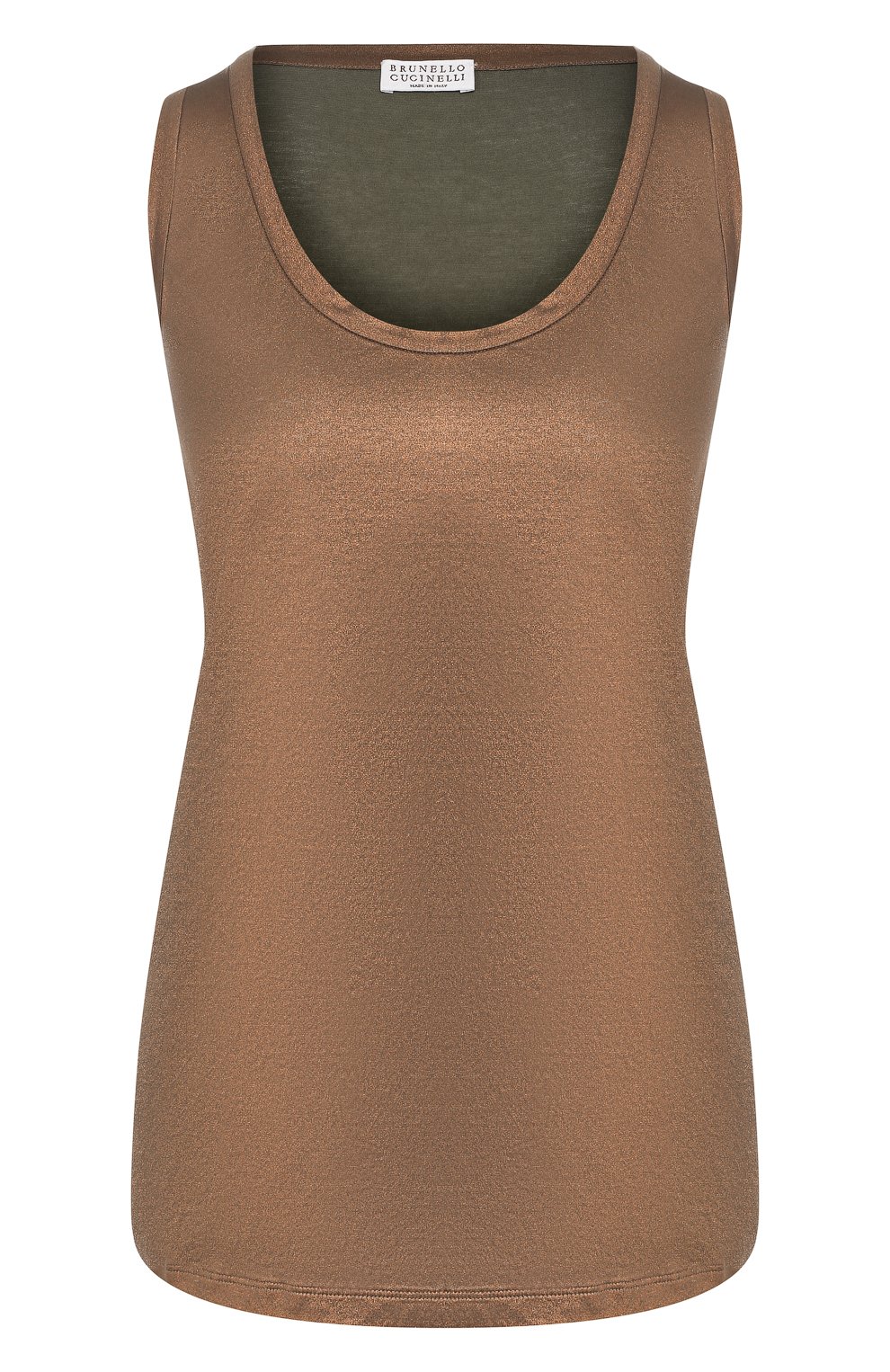 Хлопковый топ BRUNELLO CUCINELLI бронзового цвета по цене 56900 руб., арт. MH909D8510, фото 1 Хлопковый топ BRUNELLO CUCINELLI, арт. MH909D8510, фото 1