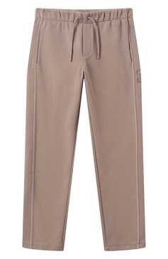 Детские брюки EMPORIO ARMANI бежевого цвета, арт. EB000345/AF13217 | Фото 1 (Материал сплава: Проставлено; Нос: Не проставлено; Случай: Повседневный; Мальчики Кросс-КТ: Брюки-спорт; Материал внешний: Хлопок, Синтетический материал; Ростовка одежда: 5 лет | 110 см, 6 лет | 116 см, 4 года | 104 см, 7 лет | 122 см, 8 лет | 128 см, 13 - 15 лет | 158 см, 10 - 11 лет | 140 - 146см, 16 лет | 164 см)