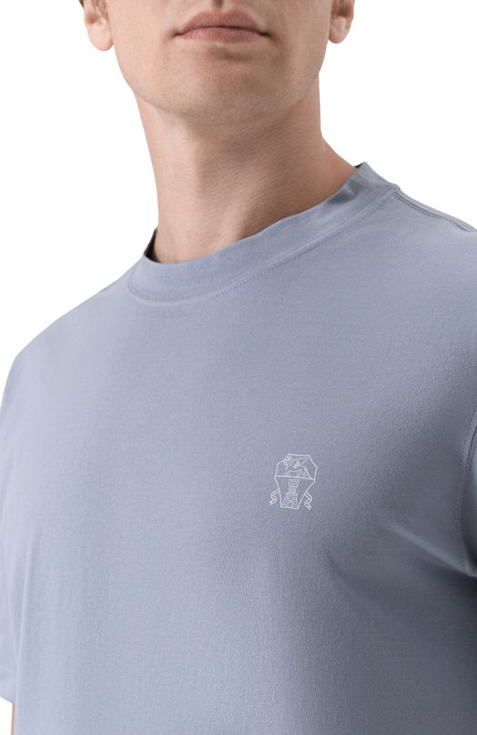 Хлопковая футболка Brunello Cucinelli M0B138440 Голубой  M0B138440 Фото 5