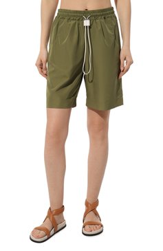 Женские шорты KITON хаки цвета, арт. D57115K0985C | Фото 3 (Материал внешний: Синтетический материал; Стили: Милитари; Длина Ж (юбки, платья, шорты): До колена)