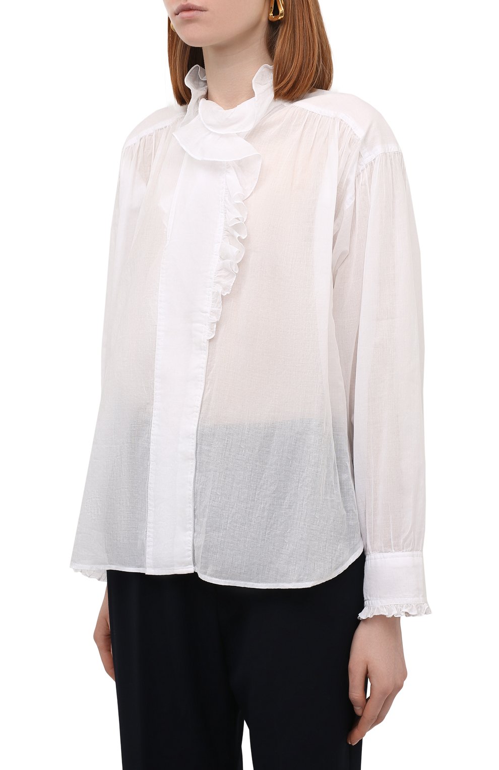 Хлопковая блузка ISABEL MARANT ETOILE белого цвета по цене 32950 руб., арт. HT1820-22P036E/PAMIAS, фото 3 Хлопковая блузка ISABEL MARANT ETOILE, арт. HT1820-22P036E/PAMIAS, фото 3
