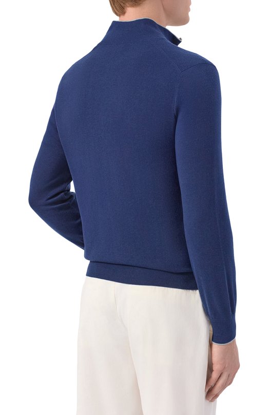 Джемпер из хлопка и кашемира Brunello Cucinelli MIS806004 Синий  MIS806004 Фото 4