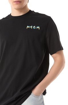 Мужская хлопковая футболка MSGM черного цвета, арт. 3840MM101/257097 | Фото 5 (Драгоценные камни: Проставлено; Материал сплава: Проставлено; Длина (для топов): Стандартные; Рукава: Короткие; Принт: С принтом; Стили: Минимализм; Материал внешний: Хлопок; Мужское Кросс-КТ: Футболка-одежда; Кросс-КТ: Джерси)