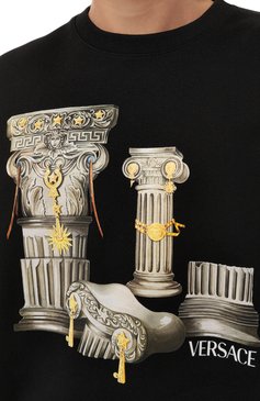 Мужской хлопковый свитшот VERSACE черного цвета, арт. 1010711/1A07775 | Фото 5 (Материал внешний: Хлопок; Рукава: Длинные; Длина (для топов): Стандартные; Стили: Спорт-шик; Мужское Кросс-КТ: свитшот-одежда; Принт: С принтом)