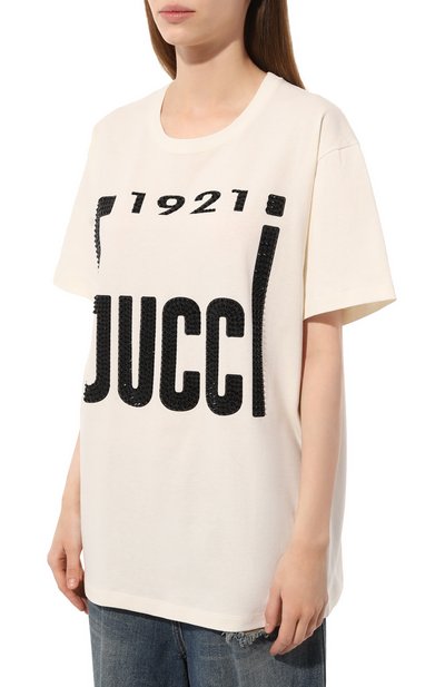 Хлопковая футболка GUCCI, арт. 615044/XJDZT, фото 3