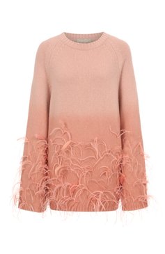 Женский свитер из шерсти и кашемира ELIE SAAB светло-розового цвета, арт. T0100 | Фото 1 (Рукава: Длинные; Длина (для топов): Стандартные; Материал внешний: Шерсть; Материал сплава: Проставлено; Драгоценные камни: Проставлено; Женское Кросс-КТ: Свитер-одежда; Стили: Романтичный)
