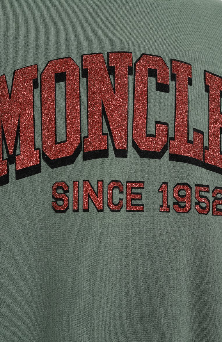 Мужской хлопковый свитшот MONCLER зеленого цвета, арт. 8G00019/M2642/87E | Фото 6 (Длина (для топов): Стандартные; Материал внешний: Хлопок; Рукава: Длинные; Принт: С принтом; Мужское Кросс-КТ: свитшот-одежда; Стили: Спорт-шик; Детали: Без декора; Автоматизация ТО: Проставлено; Автоматизация состава: Проставлено)