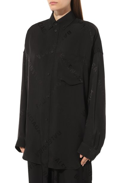 Рубашка из вискозы BALENCIAGA черного цвета по цене 173000 руб., арт. 773300/T0013, фото 3 Рубашка из вискозы BALENCIAGA, арт. 773300/T0013, фото 3