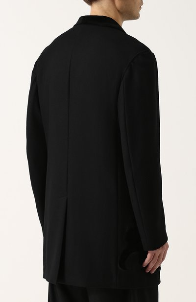 Удлиненный пиджак из смеси шерсти и хлопка с аппликацией YOHJI YAMAMOTO, арт. HK-J36-120, фото 4