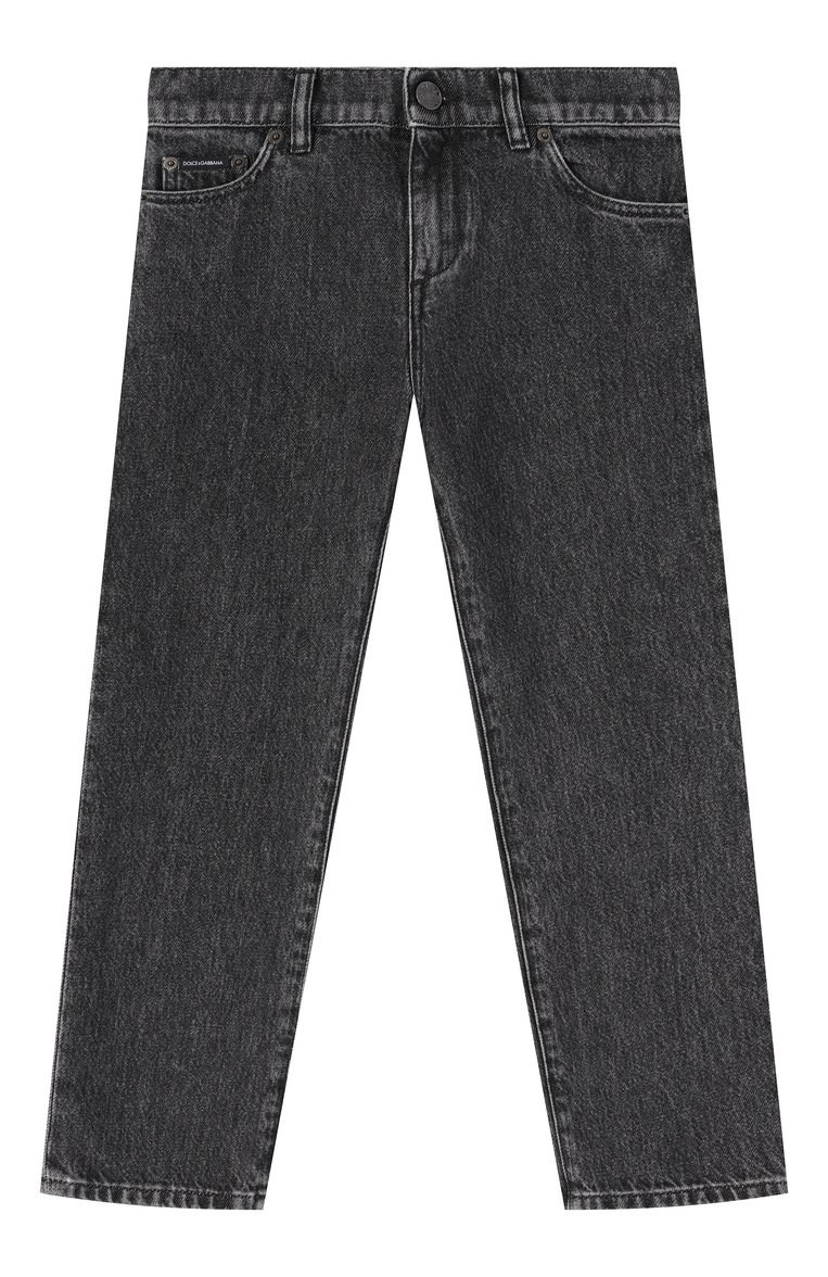 Детские джинсы DOLCE & GABBANA темно-серого цвета, арт. L42F75/LDC26/8-14 | Фото 1 (Нос: Не проставлено; Материал сплава: Проставлено; Детали: Потертости; Материал внешний: Хлопок; Ростовка одежда: 16 лет | 164 см, 10 - 11 лет | 140 - 146см, 13 - 15 лет | 158 см, 8 лет | 128 см)