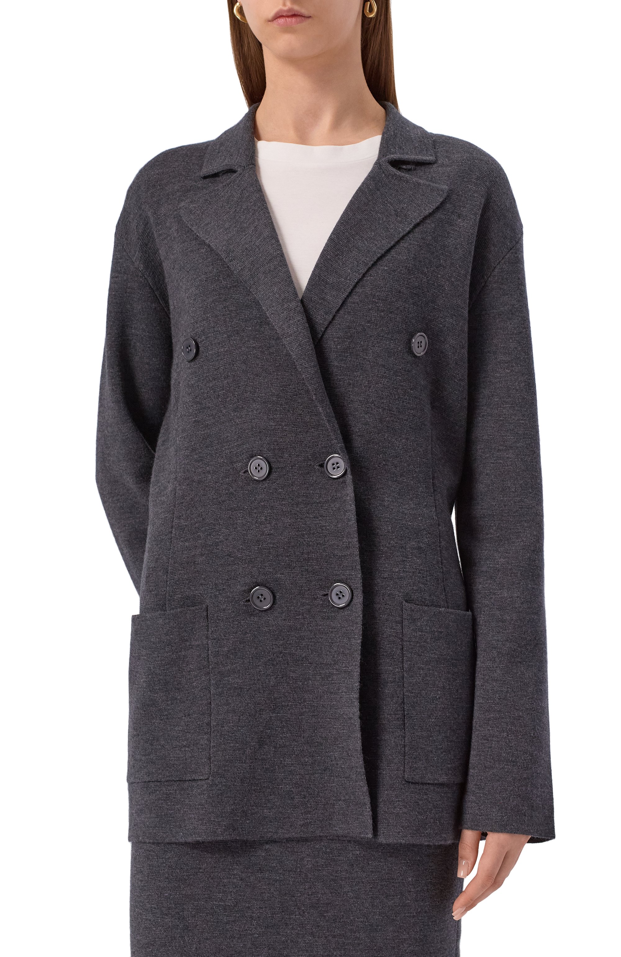 Жакет из шерсти и кашемира P.A.R.O.S.H. серого цвета по цене 79950 руб., арт. L00K25-D530535, фото 3 Жакет из шерсти и кашемира P.A.R.O.S.H., арт. L00K25-D530535, фото 3