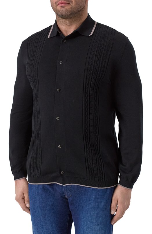 Хлопковая рубашка Brunello Cucinelli M29203405 Чёрный  M29203405 Фото 3